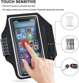 img 1 attached to 🏃 Running Armband Phone Case for iPhone 11, 12, Pro, Max, XR, XS, 8, 7, 6 Plus - Exercise Armband with Card Holder, Adjustable Band, and Zipper Pocket - Black