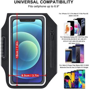 img 3 attached to 🏃 Running Armband Phone Case for iPhone 11, 12, Pro, Max, XR, XS, 8, 7, 6 Plus - Exercise Armband with Card Holder, Adjustable Band, and Zipper Pocket - Black