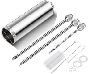 img 4 attached to AOWOTO Meat Injector Syringe Kit: 2-oz Marinade Flavor Barrel, 304 Stainless Steel, 3 Professional Needles, 3 Cleaning Brushes, 5 Silicone O-Rings - Enhance Your Cooking Experience!