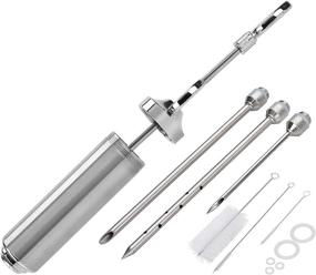 img 3 attached to AOWOTO Meat Injector Syringe Kit: 2-oz Marinade Flavor Barrel, 304 Stainless Steel, 3 Professional Needles, 3 Cleaning Brushes, 5 Silicone O-Rings - Enhance Your Cooking Experience!