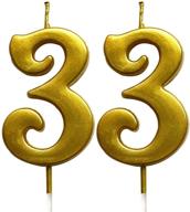 🎉 magjuche gold 33rd birthday numeral candle - number 33 cake topper candles for women or men - ideal party decoration for better seo logo