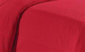 img 1 attached to Veronica Luxury Ultrasonic Embossed Solid Quilt Coverlet Bedspread Oversized Bed Cover Set - 3 Piece, King/Cal-King, Red