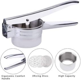 img 2 attached to 🥔 Zeakone Premium Stainless Steel Potato Ricer Set - 3 Ricing Discs Included! Perfect for Baby Food, Fruits, and Vegetables. Dishwasher Safe.