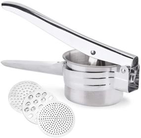 img 4 attached to 🥔 Zeakone Premium Stainless Steel Potato Ricer Set - 3 Ricing Discs Included! Perfect for Baby Food, Fruits, and Vegetables. Dishwasher Safe.