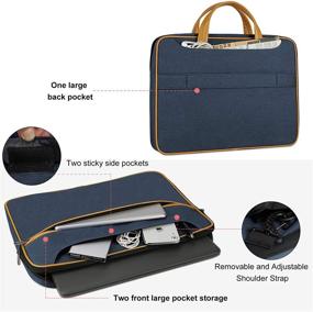 img 2 attached to 💼 13-14 inch Waterproof Laptop Case - Shoulder Bag with Handle for MacBook Air/Pro Notebook - Blue Laptop Messenger Bag for Business and Portability