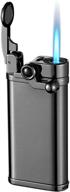 🔥 portable windproof butane torch lighter - refillable jet flame, adjustable flame dial, retro rocker arm design (black) - ideal for cigars, cigarettes, candles, and pipes logo