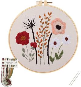 img 4 attached to Nuberlic Embroidery Flowers Pattern Needles Needlework and Embroidery