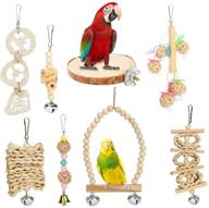 🐦 8 pack allnice bird parrot toys - natural wood cage accessories with hanging bells, swing perch stand - ideal for budgies, parakeets, cockatiels, and other small medium birds logo