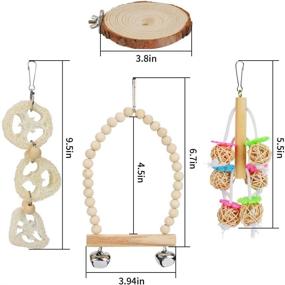 img 3 attached to 🐦 8 Pack Allnice Bird Parrot Toys - Natural Wood Cage Accessories with Hanging Bells, Swing Perch Stand - Ideal for Budgies, Parakeets, Cockatiels, and Other Small Medium Birds