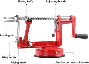 img 3 attached to 🍎 Red Apple Peeler Corer: Long Lasting Chrome Cast Magnesium Alloy Slicer with Stainless Steel Blades and Powerful Suction Base for Apples and Potatoes