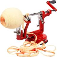 🍎 red apple peeler corer: long lasting chrome cast magnesium alloy slicer with stainless steel blades and powerful suction base for apples and potatoes logo