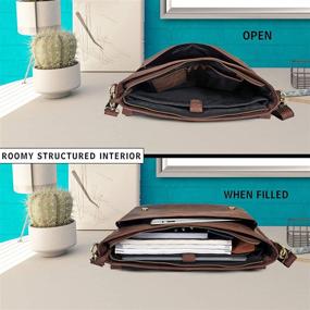 img 1 attached to 👜 Stylish and Secure Leather Messenger Bag: Locking Laptop Briefcase for Men with Adjustable Satchel Handle