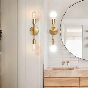 img 3 attached to 🚽 Enhance Your Bathroom with KOSTOMO Gold Bathroom Vanity Wall Sconce - Elegant Mid Century Modern 2 Light Brass Fixture for Bedroom Vanity Light Mirror (Gold-2Light)