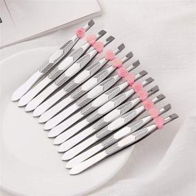 img 1 attached to 🔍 Sansheng 48pcs Tweezers for Eyebrows: Premium Slant Tip Steel Tweezer Set for Effortless Eyebrow Shaping and Facial Hair Removal - Top Tool for Men and Women (Silver)