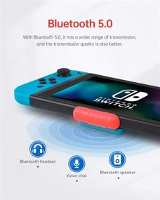 img 1 attached to 🎧 Switch Bluetooth Adapter Transmitter Receiver for Nintendo Switch, Bluetooth 5.0 USB-C, Built-in Digital Mic APTX, Low Latency, Voice Chat, for Bluetooth Speaker/Earbuds/Headphones/Airpods