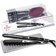 🔥 olivia garden titanium + ion 1" high performance professional flat iron: dual voltage with heat-resistant mat/pouch and 3 limited edition brushes (2 detanglers & 1 styler) logo