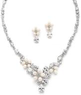 💍 mariell rhodium plated wedding jewelry set: cultured freshwater pearls & cz necklace and earrings for brides logo