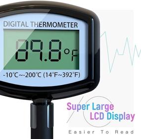 img 3 attached to 🌡️ Large LCD Meat Thermometer - Super Long Probe for Instant Read Cooking, BBQ, Grilling, Smoker, Liquids, Candy, and Food