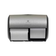 🧻 gp pro (georgia-pacific) faux stainless 2-roll side-by-side coreless high-capacity toilet paper dispenser, compact and efficient, 56796a - 1 dispenser logo