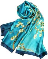 floral satin scarves for women - shanlin silk feel, long, wrapped in gift box logo