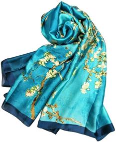 img 4 attached to Floral Satin Scarves for Women - Shanlin Silk Feel, Long, Wrapped in Gift Box