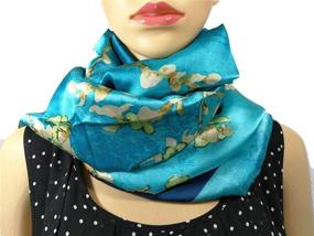 img 2 attached to Floral Satin Scarves for Women - Shanlin Silk Feel, Long, Wrapped in Gift Box