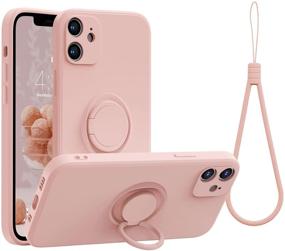 img 4 attached to 📱 ABITKU iPhone 12 Case with 360°Ring Kickstand - Pink, Magnetic Car Mount Support | Soft Silicone, Microfiber Cloth | for iPhone 12 6.1 inch 2020