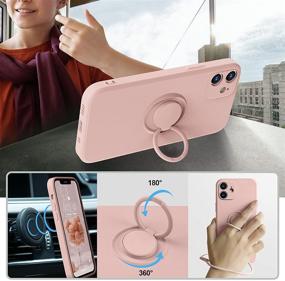 img 2 attached to 📱 ABITKU iPhone 12 Case with 360°Ring Kickstand - Pink, Magnetic Car Mount Support | Soft Silicone, Microfiber Cloth | for iPhone 12 6.1 inch 2020