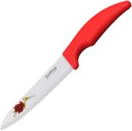 🔪 sailing elegant 6-inch ceramic chef's knife: red handle, white blade with red flower – unparalleled kitchen ceramic cutlery with stunning designs logo