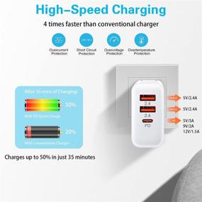 img 2 attached to 🔌 2-пак USB C Зарядное устройство, iSeekerKit 30W 3-портовое быстрое зарядное устройство Type C с PD 3.0 + 5V/2.4A складной USB блок Плагин - совместимо с iPhone 12/ Mini/Pro Max/11/11 Pro Max/Samsung Galaxy/Pixel - Белый