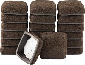 img 1 attached to 🏠 Super Sliders 1 1/4" Square Secure Grip Felt Furniture Movers for Hardwood Floors - Brown (20 Pack)