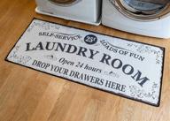 🧺 soft woven rugs: 24x56 laundry room rug, funny non skid rubber area rugs, 85% cotton, machine washable - perfect for washroom, bathroom & kitchen decor - self service: load of fun, open 24 hours logo