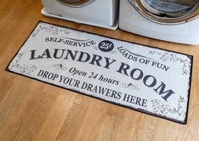 img 4 attached to 🧺 Soft Woven Rugs: 24x56 Laundry Room Rug, Funny Non Skid Rubber Area Rugs, 85% Cotton, Machine Washable - Perfect for Washroom, Bathroom & Kitchen Decor - Self Service: Load of Fun, Open 24 Hours