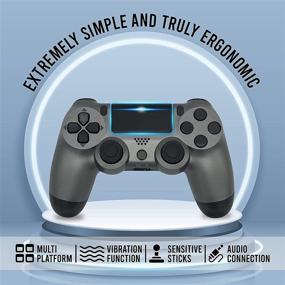 img 2 attached to 🎮 AUGEX Titanium Blue and Steel Gray PS4 Controller – Enhanced Remote with Dual Motors for Ultimate Control and Gaming Fun – Perfect Gamepad Gift for All Ages (Titanium Blue and Steel Black)