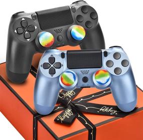 img 4 attached to 🎮 AUGEX Titanium Blue and Steel Gray PS4 Controller – Enhanced Remote with Dual Motors for Ultimate Control and Gaming Fun – Perfect Gamepad Gift for All Ages (Titanium Blue and Steel Black)