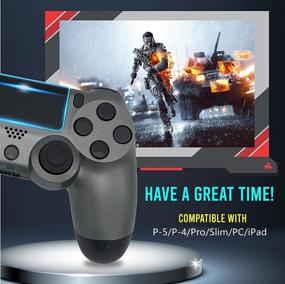 img 3 attached to 🎮 AUGEX Titanium Blue and Steel Gray PS4 Controller – Enhanced Remote with Dual Motors for Ultimate Control and Gaming Fun – Perfect Gamepad Gift for All Ages (Titanium Blue and Steel Black)