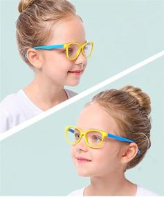 img 3 attached to 👀 Protect Your Child's Eyes with Kids Blue Light Blocking Glasses - Flexible Frame with Glasses Rope | Age 3-12