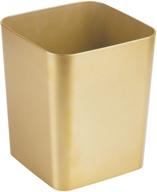 premium shatter-resistant plastic trash can - small wastebasket for bathrooms, kitchens, home offices - stylish soft brass finish logo