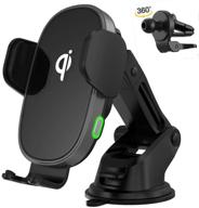 auto clamping qi wireless car phone charger mount with fast charging for iphone 11 pro/max/xs/xr/x/8/8+, samsung s10/s10+/s9/s9+/s8/s8+/s7/s6 & android smart phones - 10w 7.5w 5w type-c support logo