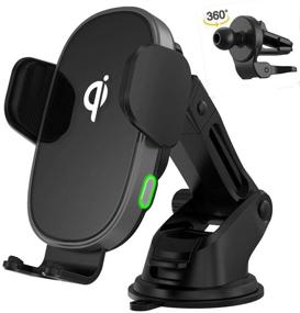 img 4 attached to Auto Clamping Qi Wireless Car Phone Charger Mount with Fast Charging for iPhone 11 Pro/Max/Xs/XR/X/8/8+, Samsung S10/S10+/S9/S9+/S8/S8+/S7/S6 & Android Smart Phones - 10W 7.5W 5W Type-C Support