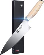 🔪 wallop chef knife: 8 inch professional kitchen chef's knife with razor sharp blade - german stainless steel japanese gyuto knife - full tang natural pakkawood handle - gift box included логотип