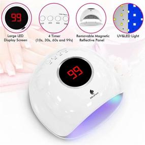img 2 attached to 💅 MiroPure UV LED Nail Lamp: 48W Nail Dryer Gel Polish Light with 4 Timers, Efficient Curing Lamp for Fingernail & Toenail Gel Based Polishes in Home and Salon