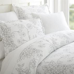 img 4 attached to 🛏️ ienjoy Home King Size Gray Vines Patterned Premium Ultra Soft Duvet Cover Set - 3 Piece Home Collection