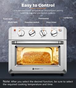 img 1 attached to 🍕 Dreamiracle 21 Quart 7-in-1 Air Fryer Toaster Oven Combo for Chicken, Pizza, Cookies, 1550W, 4 Accessories Included, Easy Timer Control Bake Broil Toast Setting, 6-Slice - Countertop Dehydrator