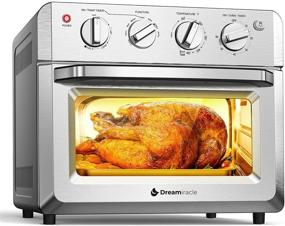 img 4 attached to 🍕 Dreamiracle 21 Quart 7-in-1 Air Fryer Toaster Oven Combo for Chicken, Pizza, Cookies, 1550W, 4 Accessories Included, Easy Timer Control Bake Broil Toast Setting, 6-Slice - Countertop Dehydrator