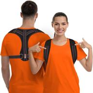 upper back posture corrector for men and women - clavicle support brace, adjustable back straightener for pain relief in neck, back, and shoulders - universal fit (regular) - f8 design логотип