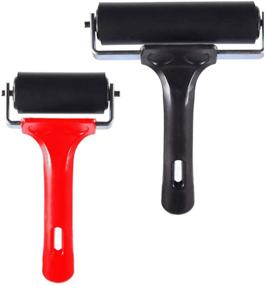 img 4 attached to 🖌️ Hard Rubber Brayer Rollers for Printmaking, Crafts, and Stamping Gluing - 2 Sizes Set: 3.8" & 2.2" (Large/Black, Small/Red)