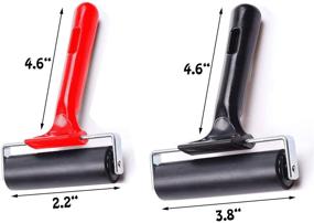 img 3 attached to 🖌️ Hard Rubber Brayer Rollers for Printmaking, Crafts, and Stamping Gluing - 2 Sizes Set: 3.8" & 2.2" (Large/Black, Small/Red)