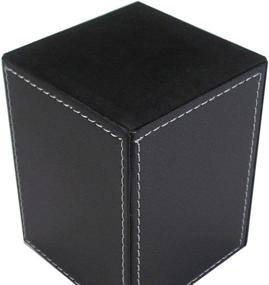 img 1 attached to 🖊️ KINGFOM Black PU Leather Square Desktop Stationery Organizer - Pen Pencil Holder Cup, Office Accessories Box, Container Case