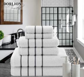 img 2 attached to Dorlion Turkish Towels - 6-Piece Striped Towel Set | Plush 100% 🛀 Cotton | Highly Absorbent, Super Soft, Quick Dry | Dark Grey Bathroom Towel Set